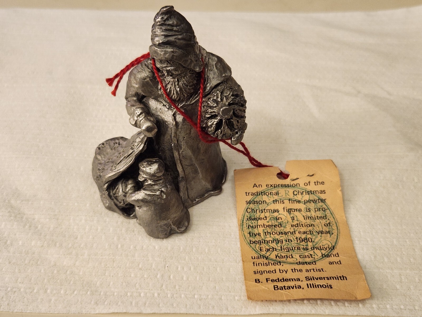 Vintage 1983 + Very Rare Bruce Feddema Fine Pewter Signed Santa Sculpture #249 Vintage 1983 + Very Rare Bruce Feddema Fine Pewter Signed Santa Sculpture #249