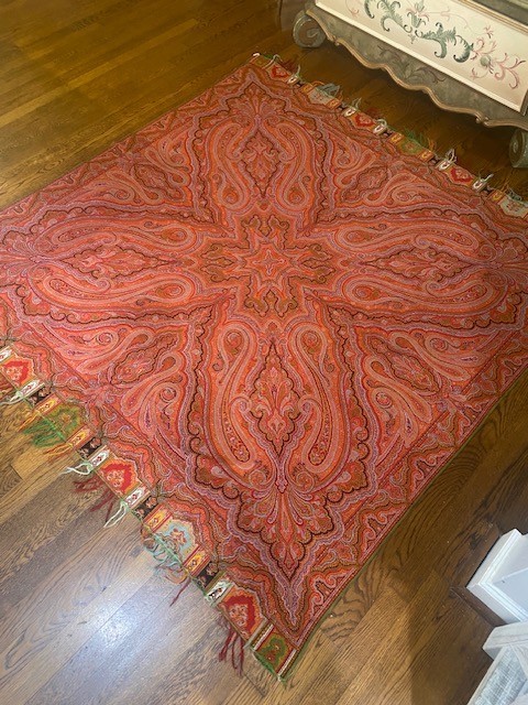 Stunning Antique Paisley Shawl~19th Century~Large 62x62 Stunning Antique Paisley Shawl~19th Century~Large 62x62