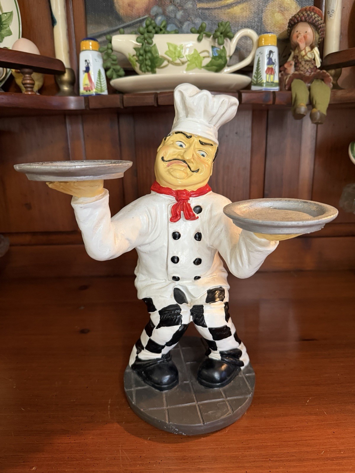 Vintage Peter Mook CHEF Figurine Holding 2 Trays Vintage Peter Mook CHEF Figurine Holding 2 Trays
