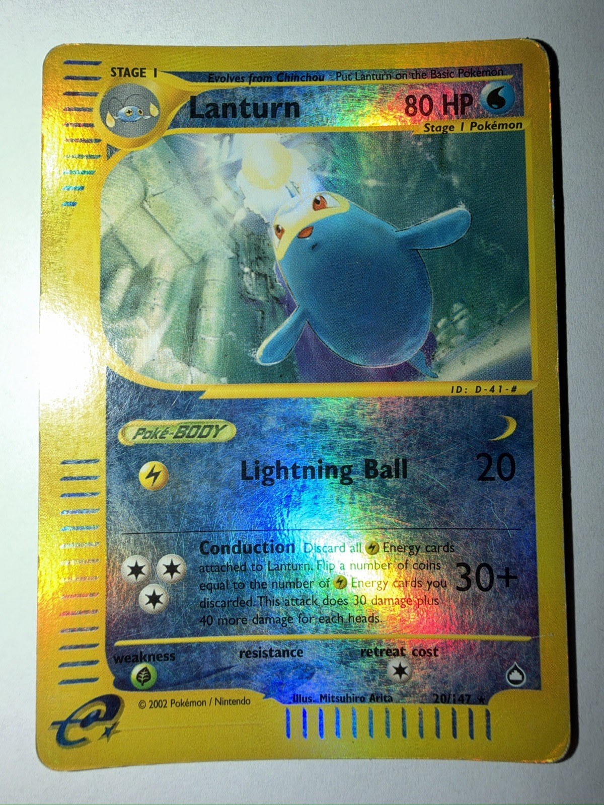 Pokemon TCG Aquapolis Rare Reverse Holo: Lanturn 20/147 Pokemon TCG Aquapolis Rare Reverse Holo: Lanturn 20/147