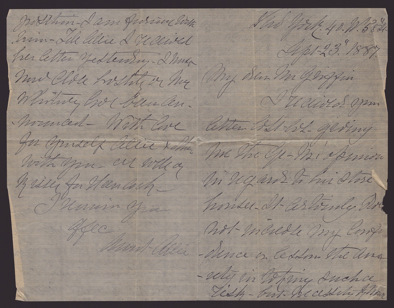 ALMIRA RUSSELL HANCOCK - AUTOGRAPH LETTER SIGNED 09/23/1887 ALMIRA RUSSELL HANCOCK - AUTOGRAPH LETTER SIGNED 09/23/1887