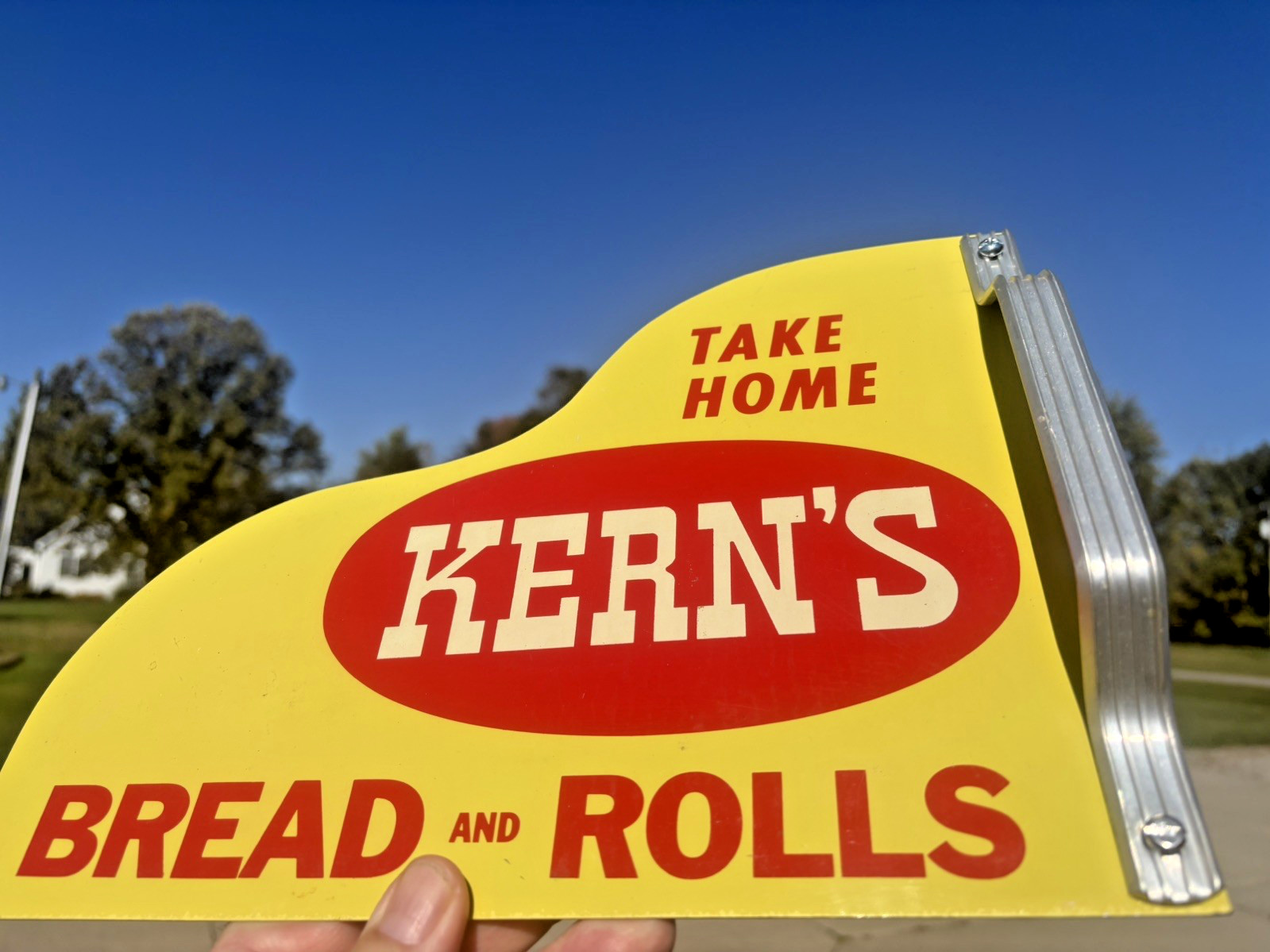 Original 1960s Vintage Kerns Bread Door Sign with Handle