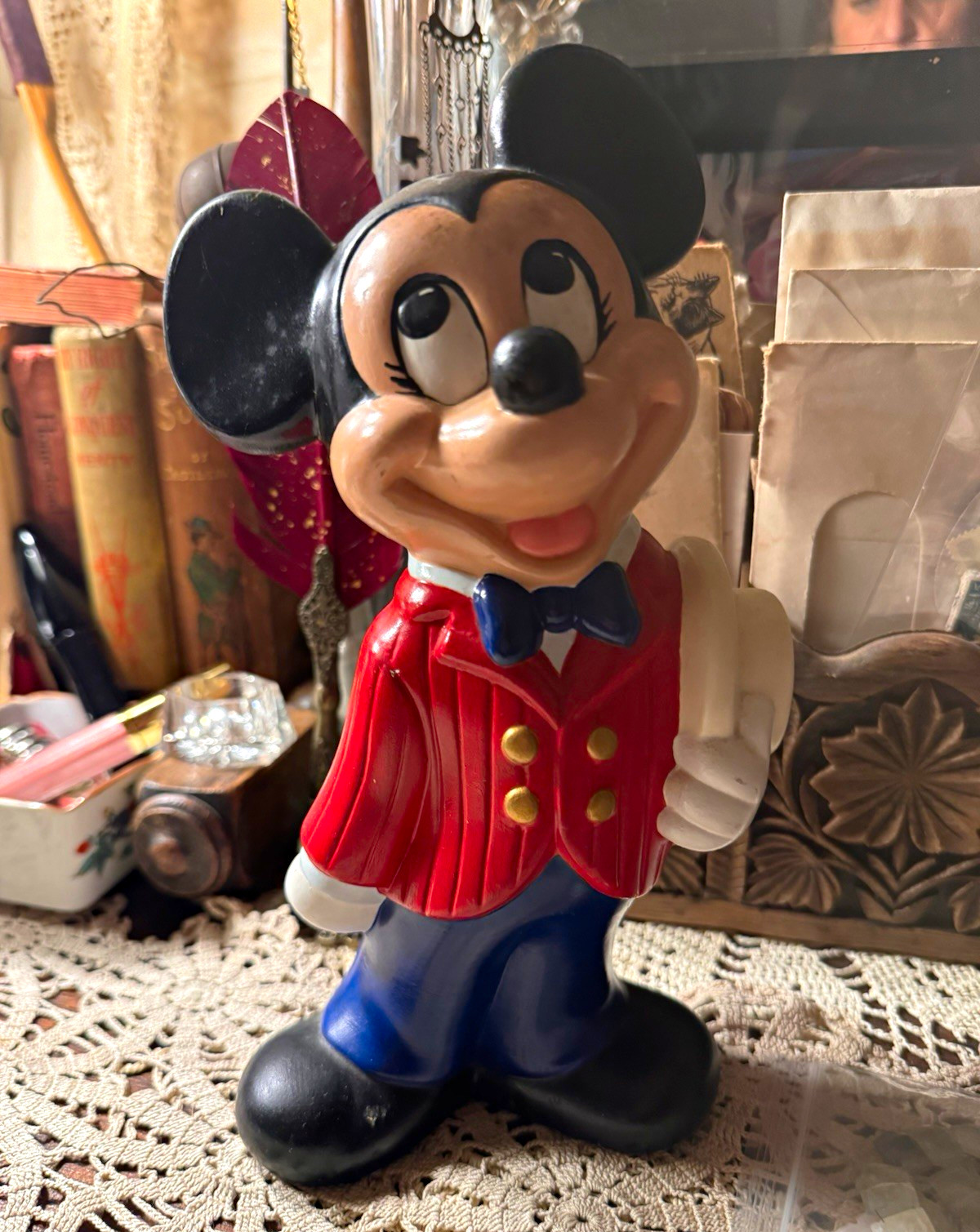 Vintage Walt Disney Prod Mickey Mouse Chalkware Figure Red Tuxedo Figurine Vintage Walt Disney Prod Mickey Mouse Chalkware Figure Red Tuxedo Figurine