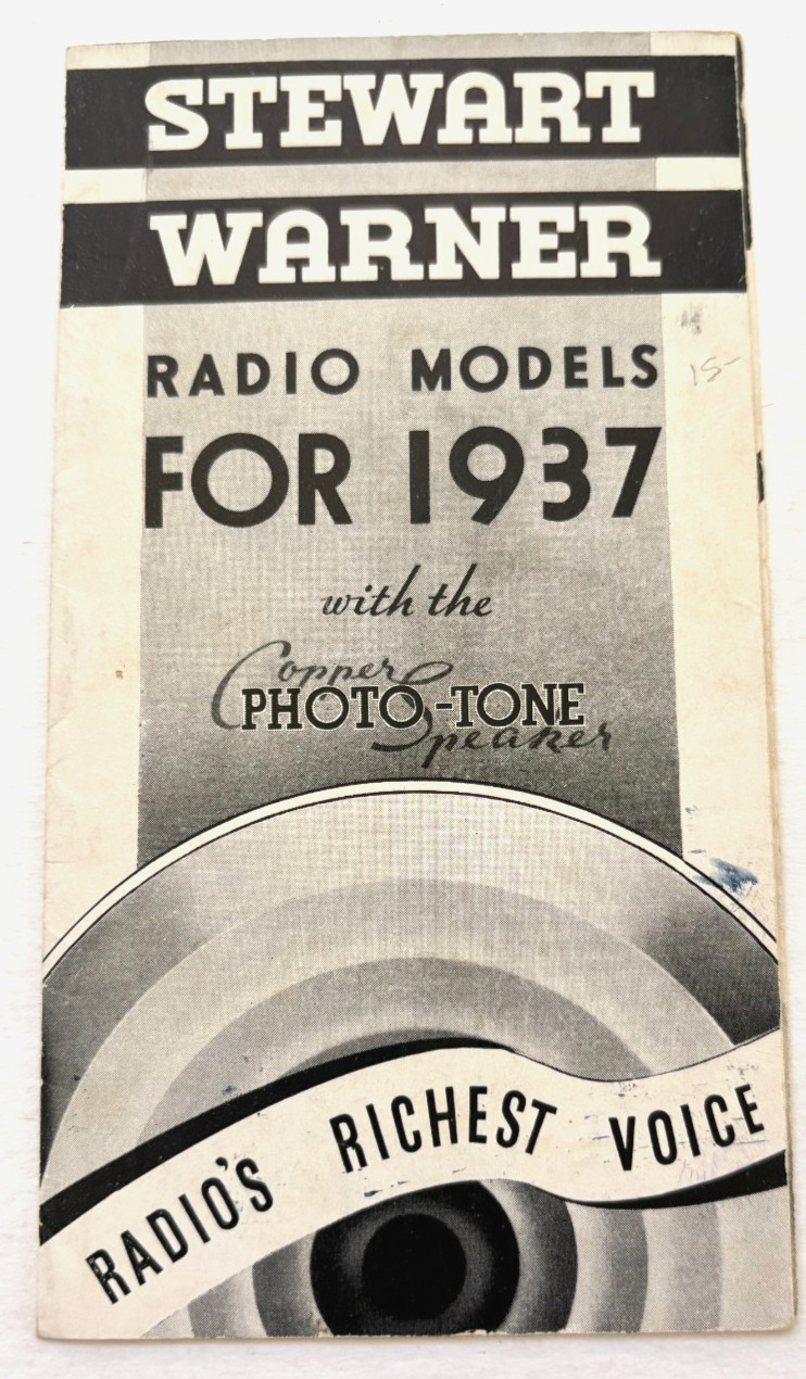 1937 Advertising Brochure For "Stewart Warner" Radios w/ Great Pictures * 1937 Advertising Brochure For "Stewart Warner" Radios w/ Great Pictures *
