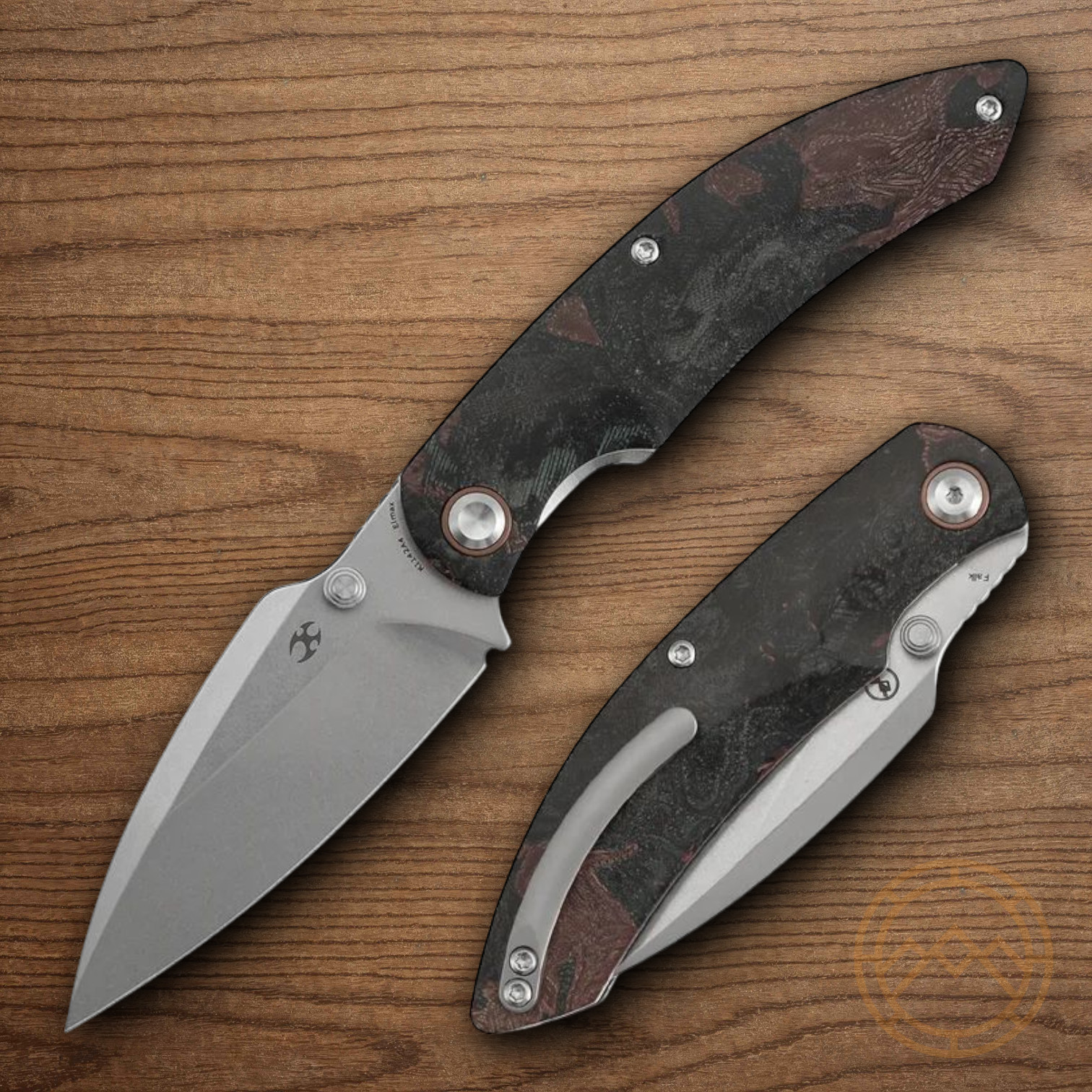 Kansept Knives Falk Folding Knife 3.38 Elmax Steel Blade Rag Burl/Micarta Handle Kansept Knives Falk Folding Knife 3.38 Elmax Steel Blade Rag Burl/Micarta Handle