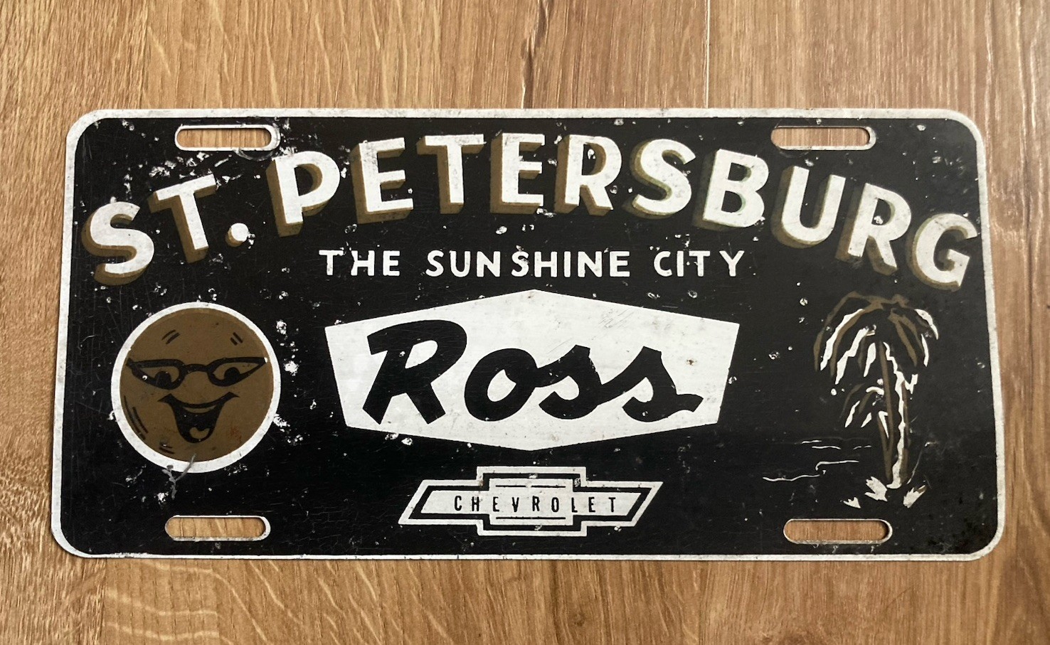 Vintage 1950s 60s St Petersburg FL Ross Chevrolet Dealer Booster License Plate Vintage 1950s 60s St Petersburg FL Ross Chevrolet Dealer Booster License Plate