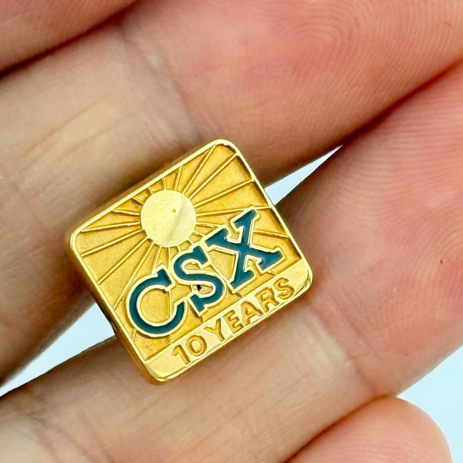 CSX Transportation 10 Years Service Pin 10K GF GOLD Filled Railroad Train CSX Transportation 10 Years Service Pin 10K GF GOLD Filled Railroad Train