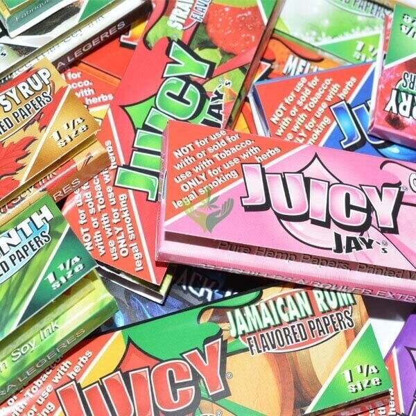 💚24 PACK JUICY JAY'S ROLLING PAPERS 1 1/4 SIZE✨32 LEAVES/PACK💛ASSORTED FLAVORS