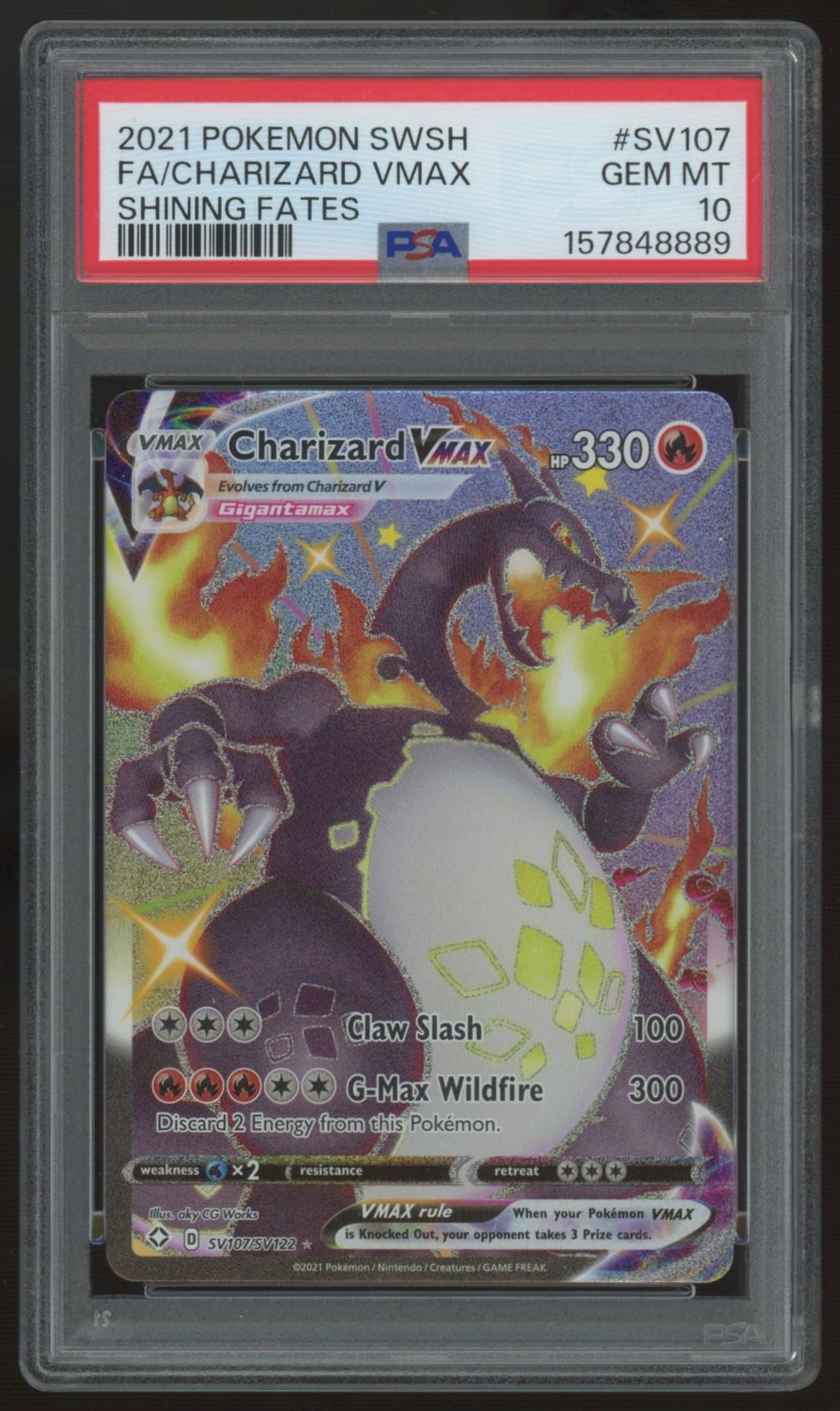 2021 Pokemon Charizard VMax Shining Fates Shiny Full Art #SV107 PSA 10 2021 Pokemon Charizard VMax Shining Fates Shiny Full Art #SV107 PSA 10