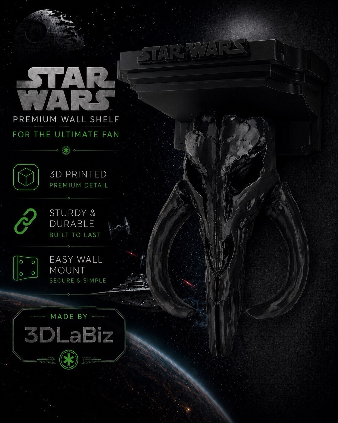 Star Wars Mandalorian Mythosaur Skull Like Wall Shelf Collectible