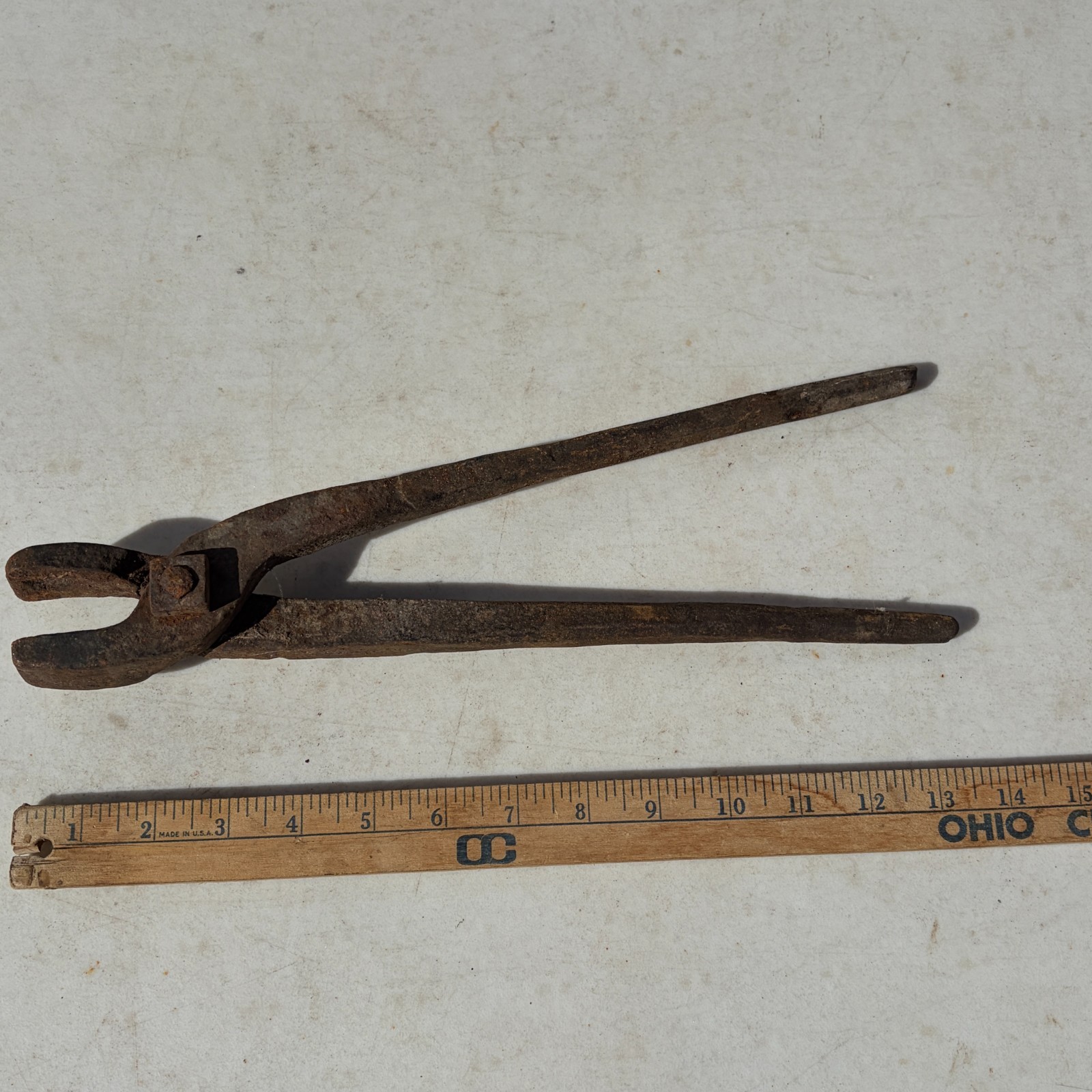 Antique Hand Forged Blacksmith Tong & Forging Tool 14" Long Antique Hand Forged Blacksmith Tong & Forging Tool 14" Long