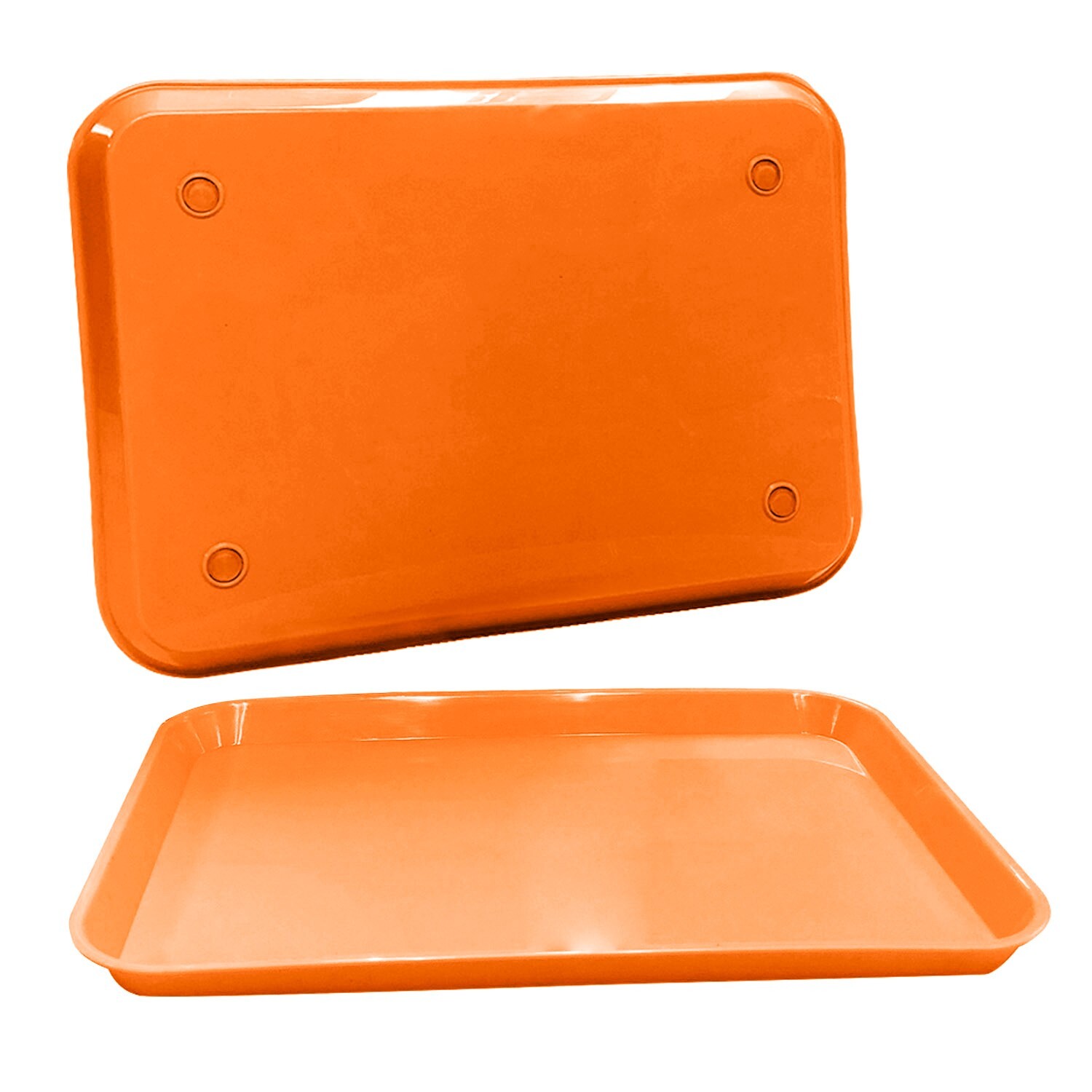 Plastic Eating Food Serving Tray for Cafeteria Lunch Kids 13.25" x 9.75", Orange