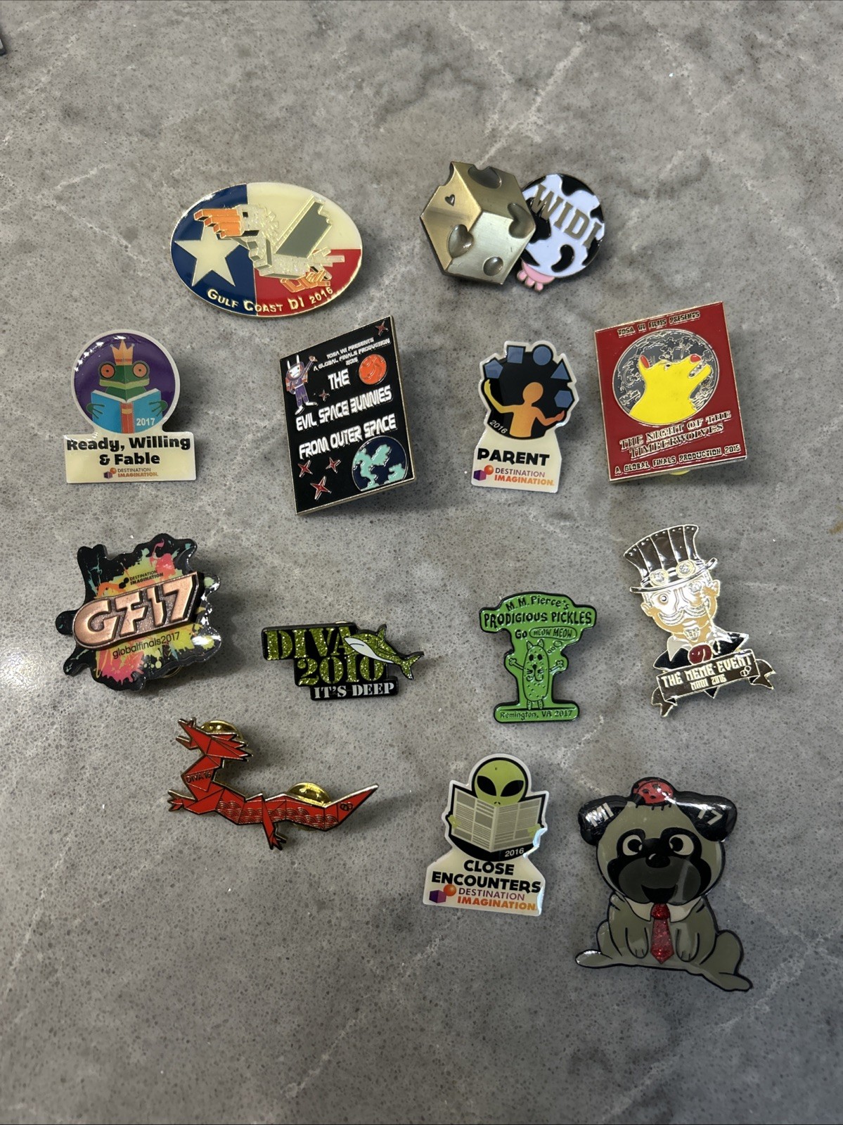 Lot of 13 Destination Imagination Collectible Pins Lot of 13 Destination Imagination Collectible Pins