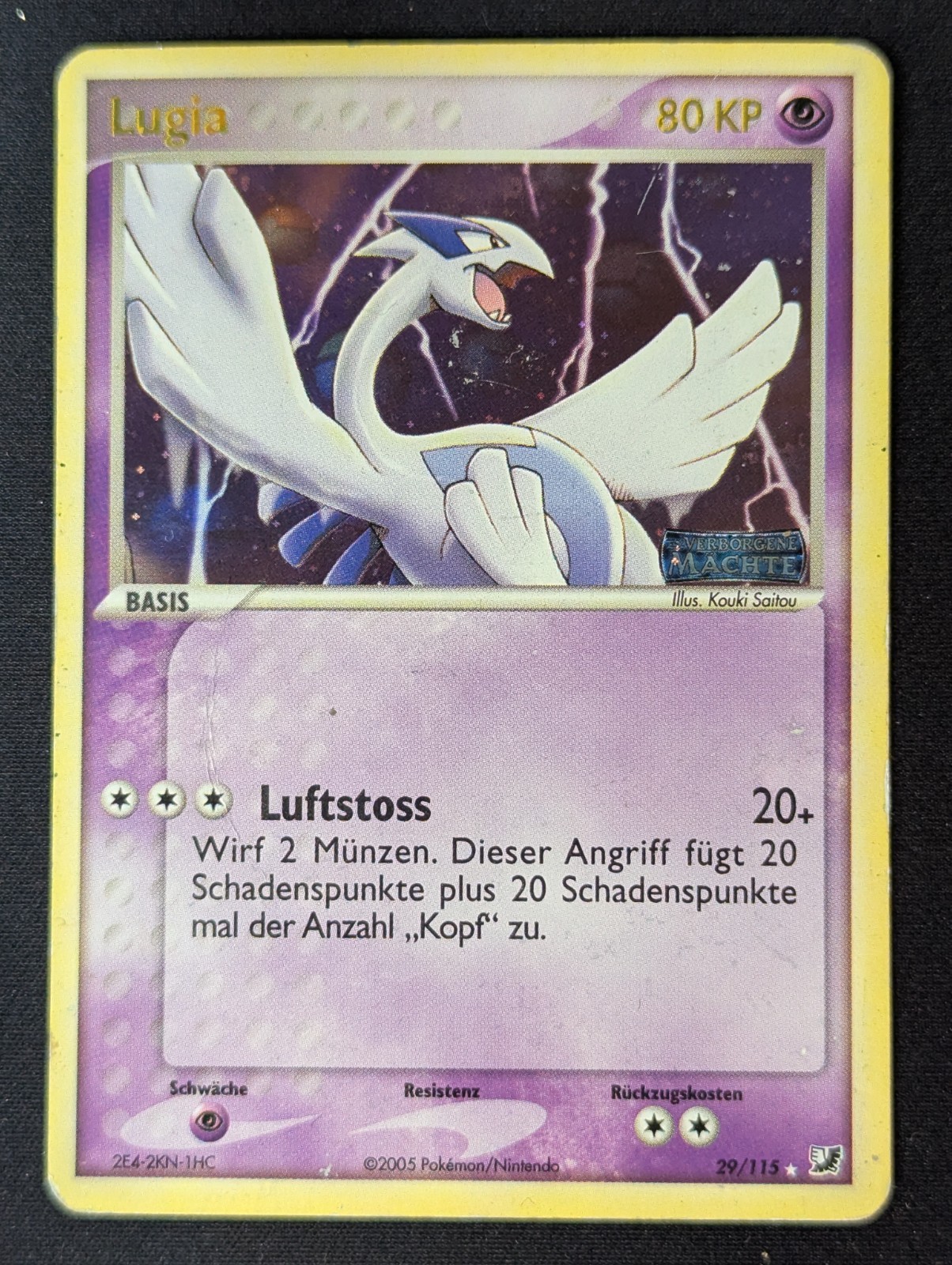 Pokemon Lugia 29/115 Rare Holo Stamped Secret Forces German Played Pokemon Lugia 29/115 Rare Holo Stamped Secret Forces German Played