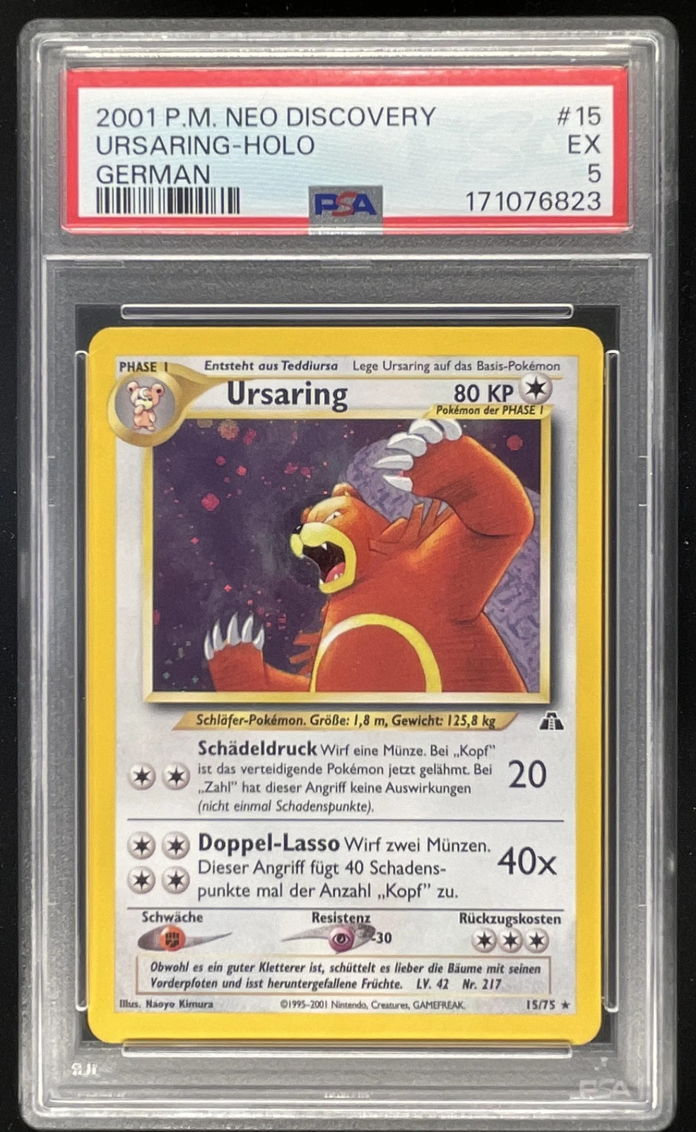 2001 Pokemon Neo Discovery 1st Edition #15/75 Ursaring Holo PSA 5 2001 Pokemon Neo Discovery 1st Edition #15/75 Ursaring Holo PSA 5