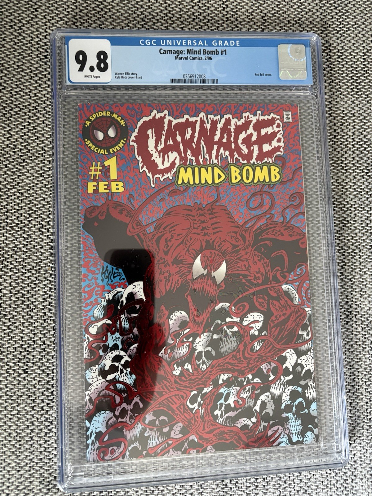 Carnage Mind Bomb #1 CGC 9.8 White Page Marvel 1996 Red Foil Cover Carnage Mind Bomb #1 CGC 9.8 White Page Marvel 1996 Red Foil Cover
