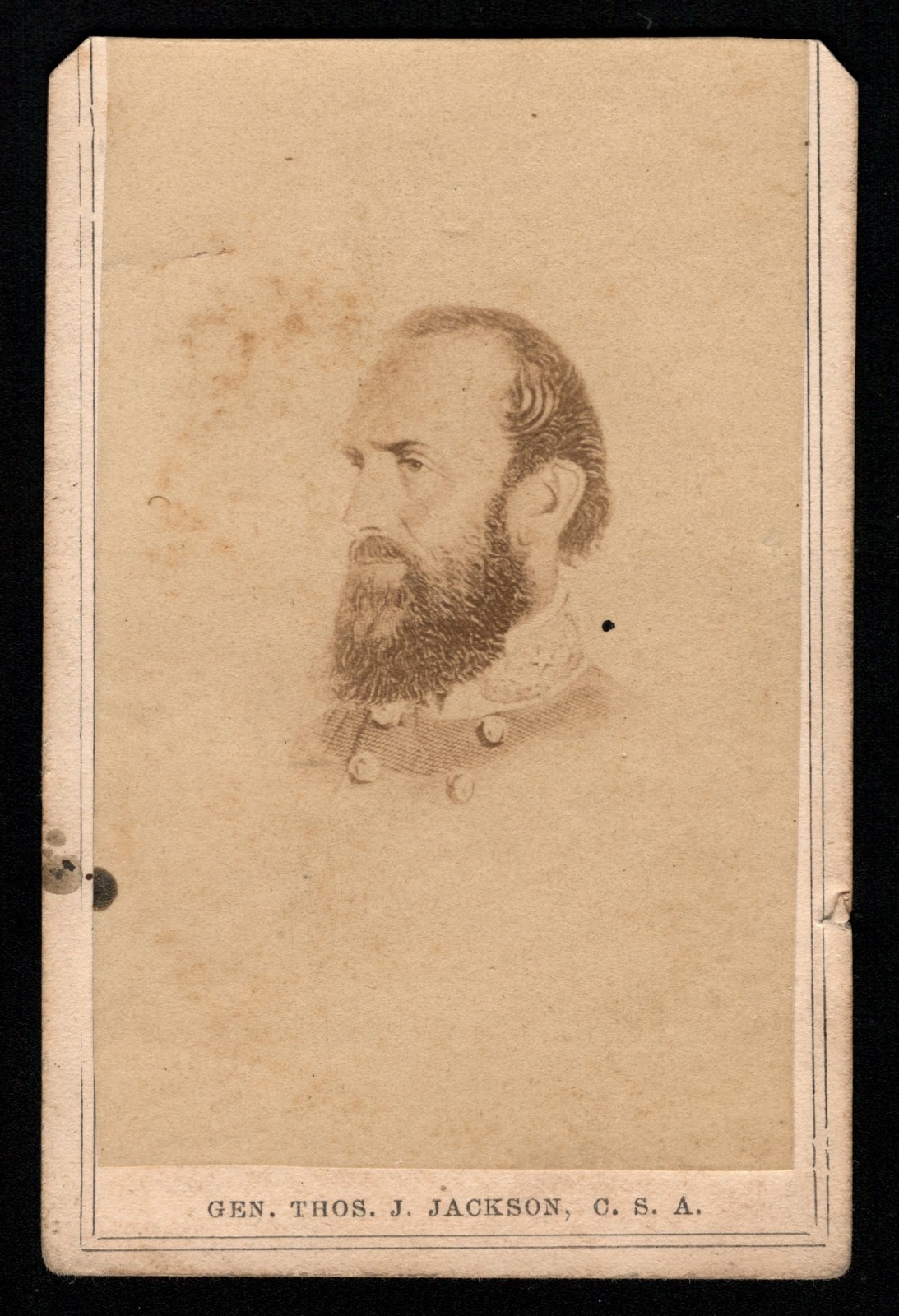 Civil War CDV Confederate General Thomas Stonewall Jackson C.S.A. 1860s