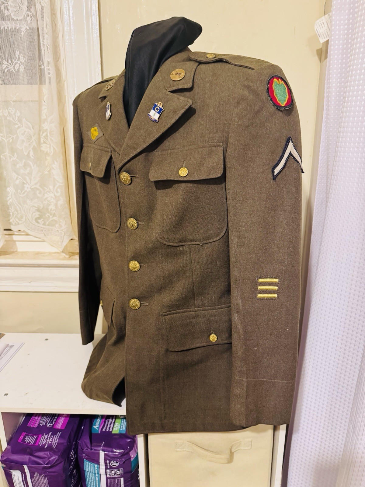 WWII M1942 P.Q.D. 149 EM Wool Service Coat, 21st Infantry Regiment WWII M1942 P.Q.D. 149 EM Wool Service Coat, 21st Infantry Regiment