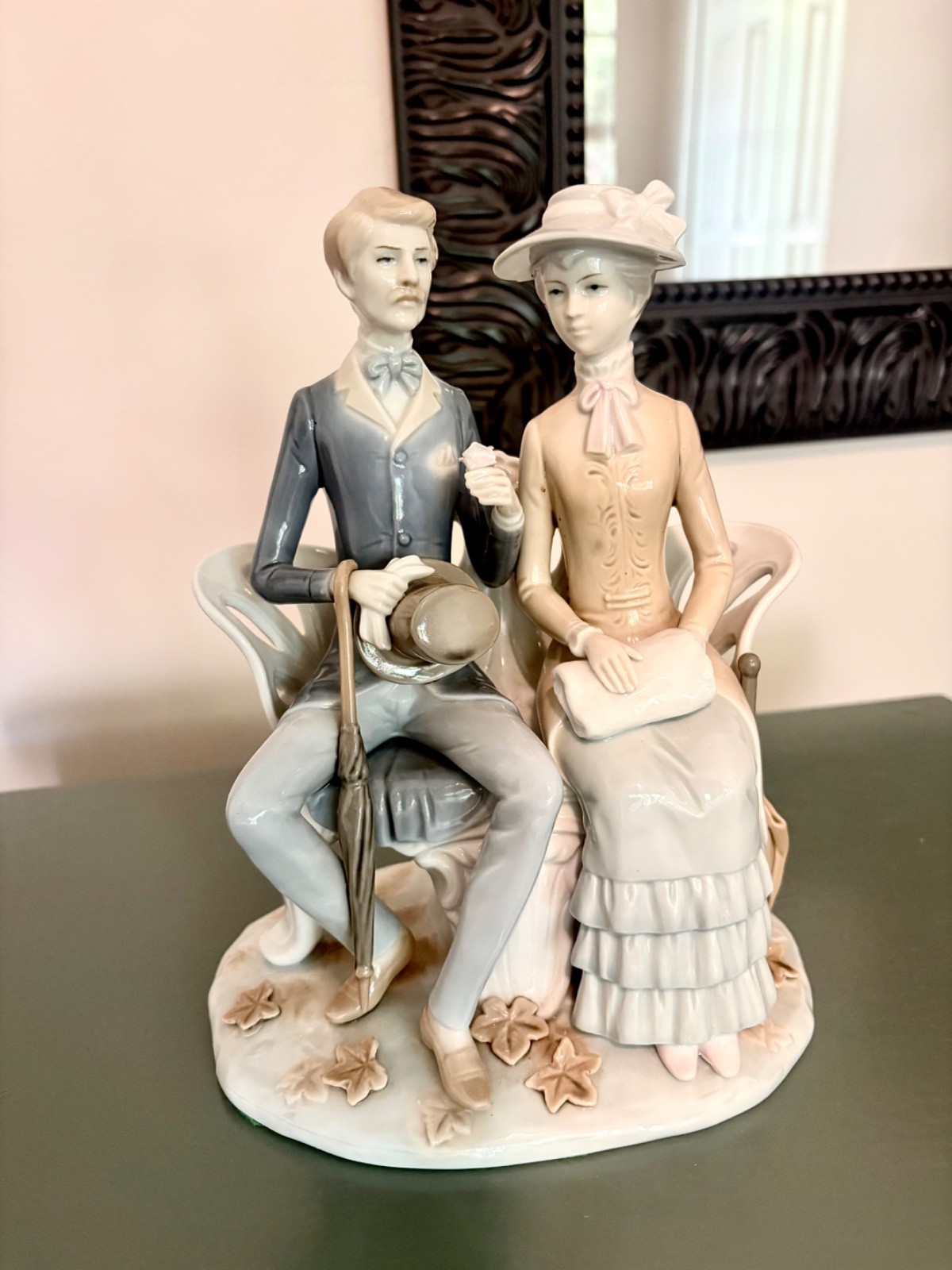 Rare Vintage Ethan Allen Porcelain Figurines - Farmer And Wife With Lambs Rare Vintage Ethan Allen Porcelain Figurines - Farmer And Wife With Lambs