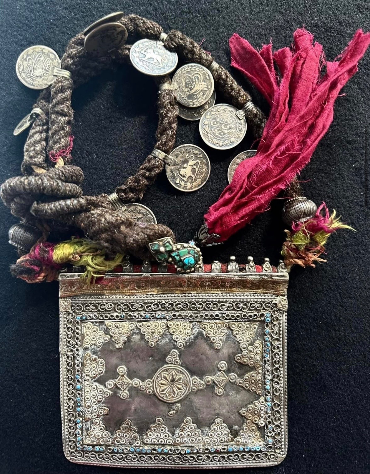 (B) Huge Antique Silver Pashtun Prayer Pendant Coins (B) Huge Antique Silver Pashtun Prayer Pendant Coins