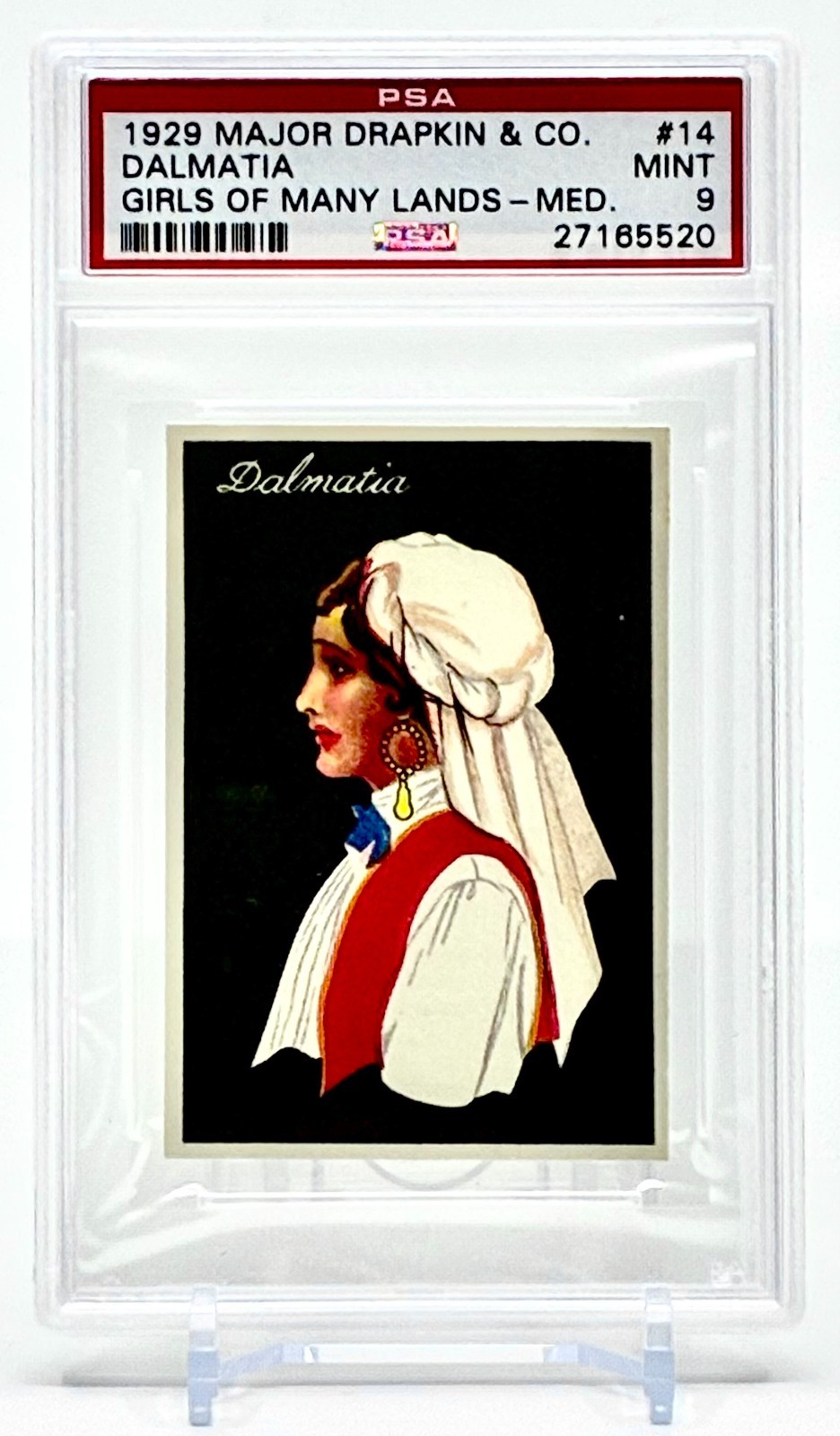 1929 Major Drapkin Tobacco Card -DALMATIA Girls of Many Lands PSA 9  (#14 of 50)