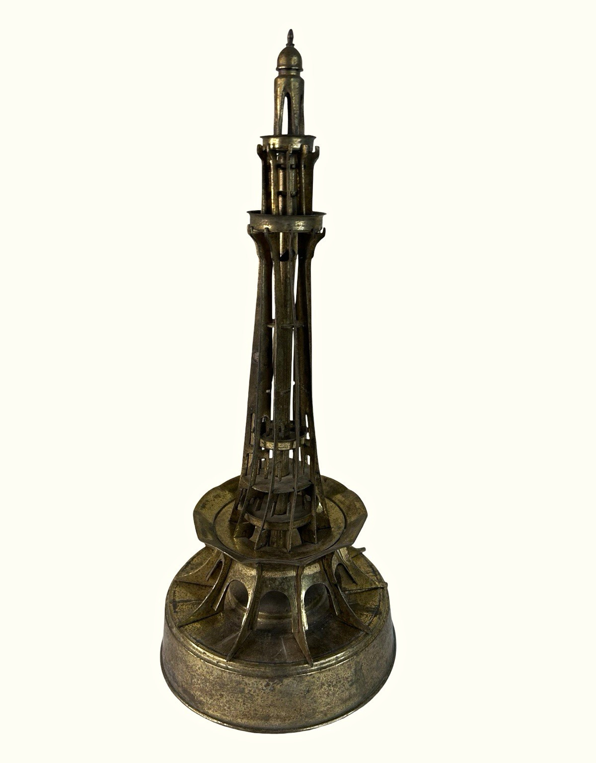 Vtg Mid Century Brass Pakistan Minar Model Landmark Sculpture 14.5” Has bending