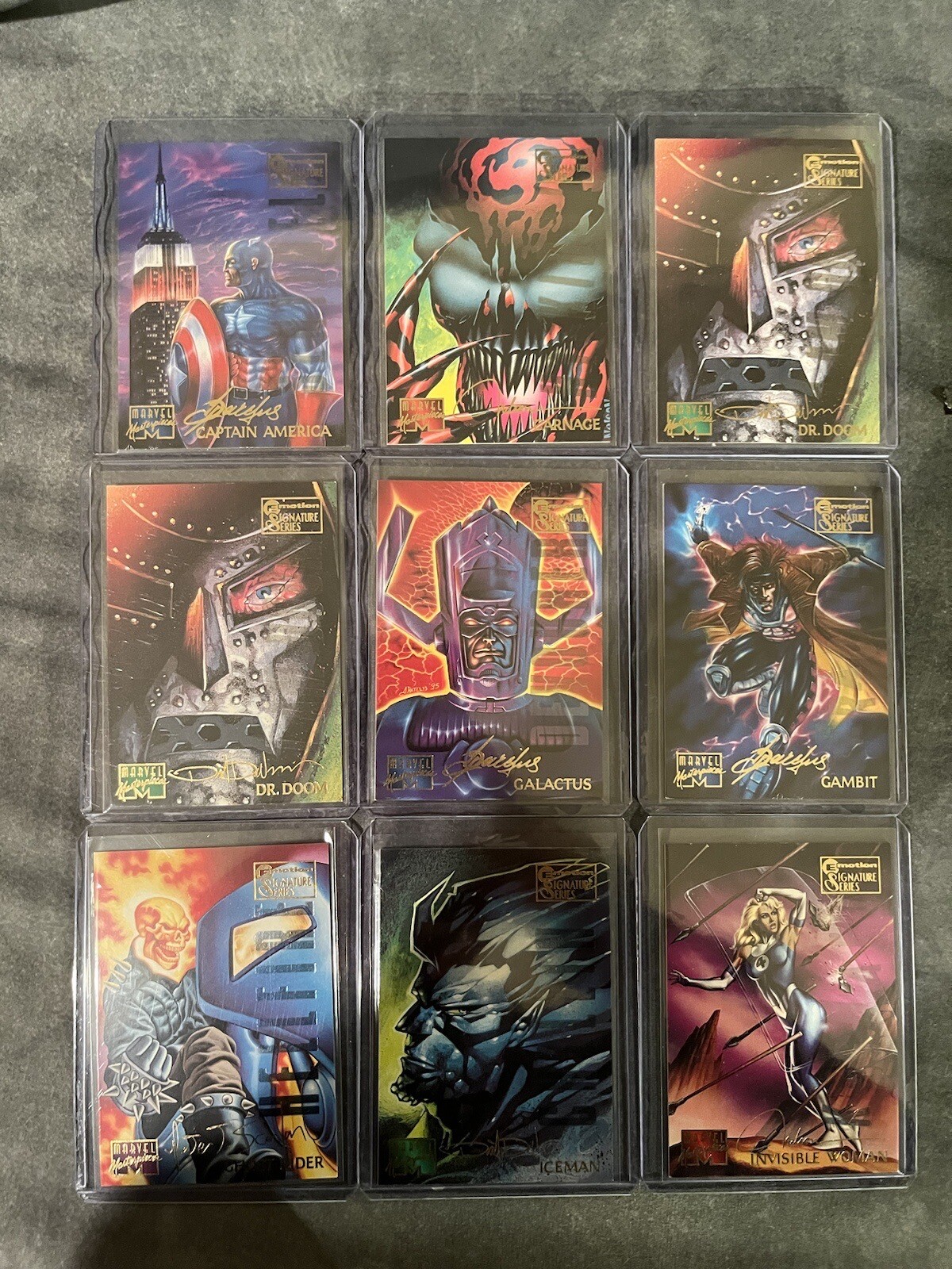 1995 Marvel Masterpieces Base, Emotion Signature, HOLOFLASH, You Pick Finish Set 1995 Marvel Masterpieces Base, Emotion Signature, HOLOFLASH, You Pick Finish Set