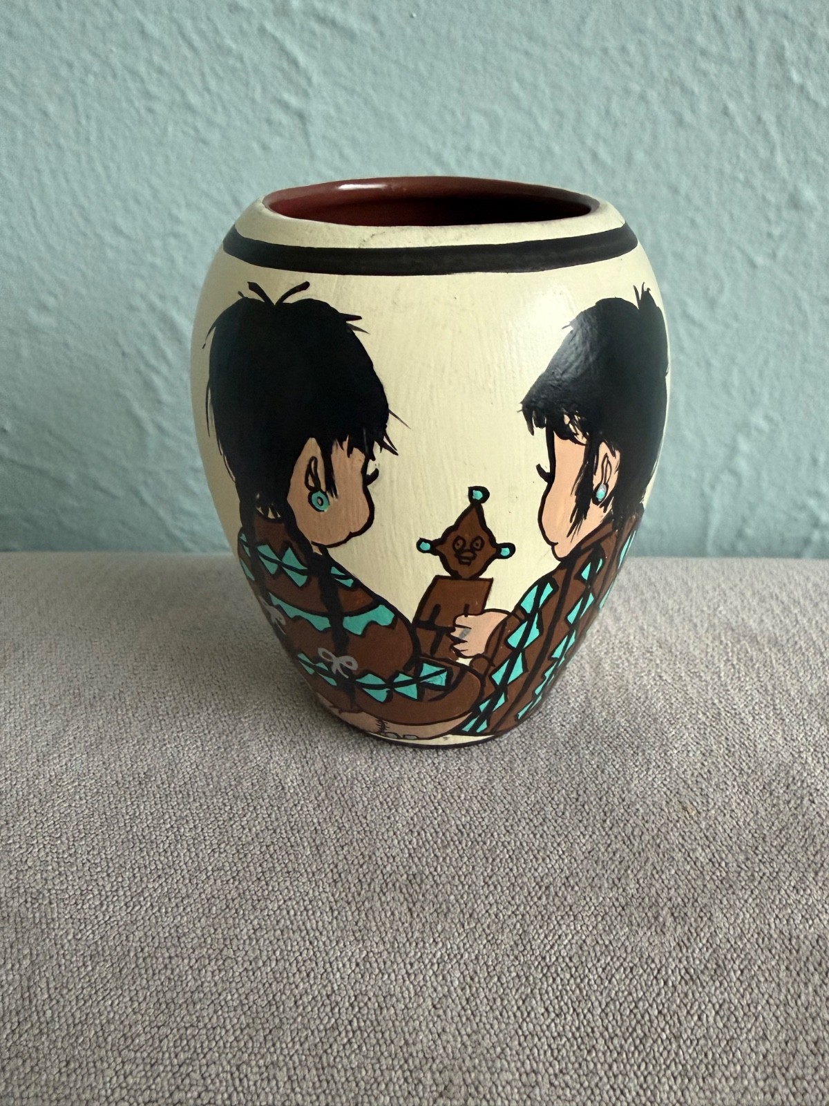 Vintage SDA Indian School Pottery Vase Signed Mona Curley #8 1985 Holbrook AZ Vintage SDA Indian School Pottery Vase Signed Mona Curley #8 1985 Holbrook AZ