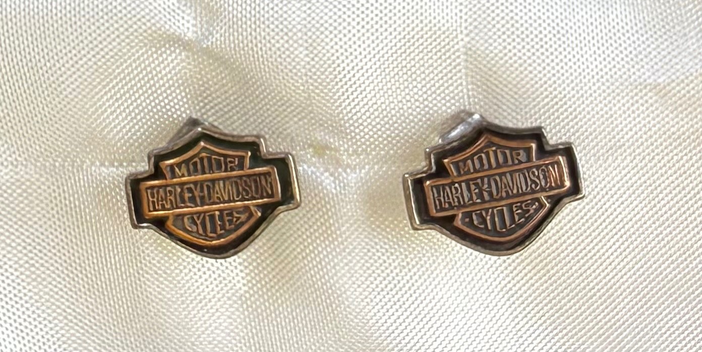 Harley-Davidson 925 Sterling Silver Bar & Shield Stud Earrings Vintage H-D Harley-Davidson 925 Sterling Silver Bar & Shield Stud Earrings Vintage H-D