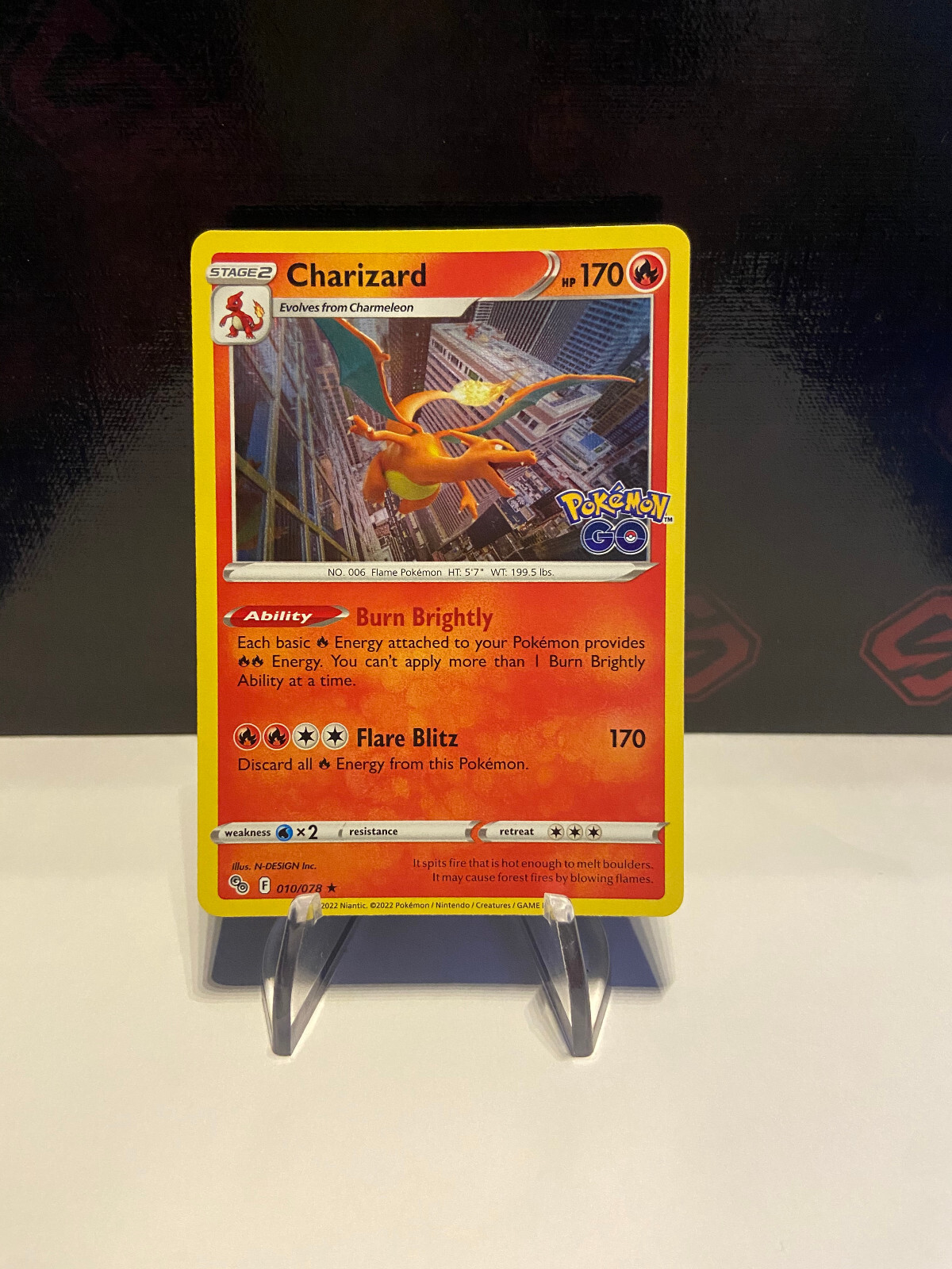 Pokemon Charizard 010/078 Holo Glurak Pokemon Go Card Base 2022 EN NM