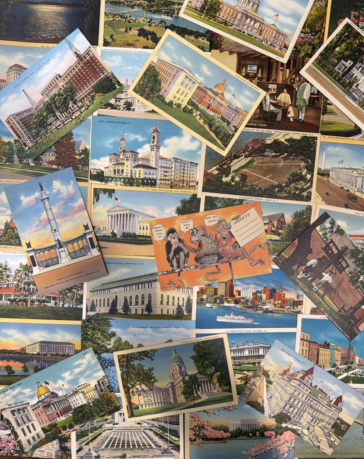 40 Vintage Linen Postcards 1930s–1950s Mixed U.S. Views Bulk Lot 40 Vintage Linen Postcards 1930s–1950s Mixed U.S. Views Bulk Lot