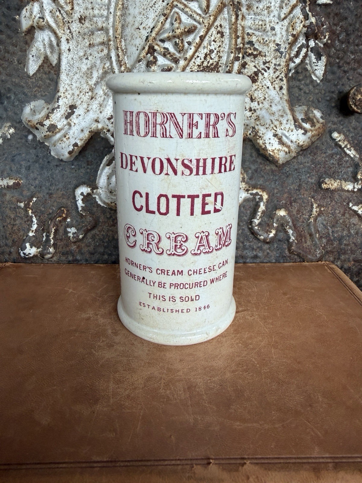 Antique English Horner’s Devonshire Clotted Cream, Pink-Rose, c. 1900 Antique English Horner’s Devonshire Clotted Cream, Pink-Rose, c. 1900