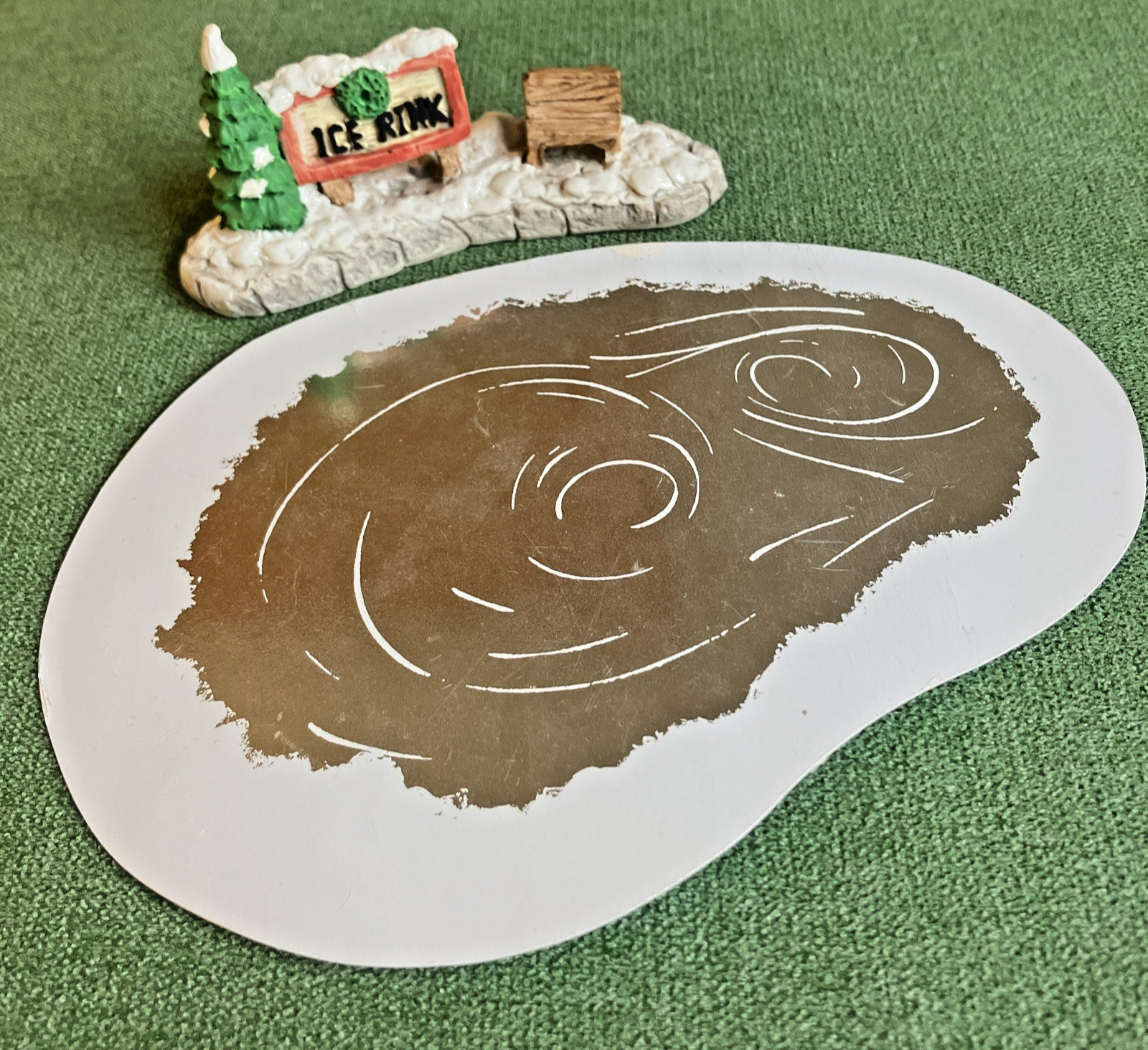 VTG 1993 Mercuries Ice Rink Sign Resin Figure & Paper Ice Pond Die Cut VTG 1993 Mercuries Ice Rink Sign Resin Figure & Paper Ice Pond Die Cut