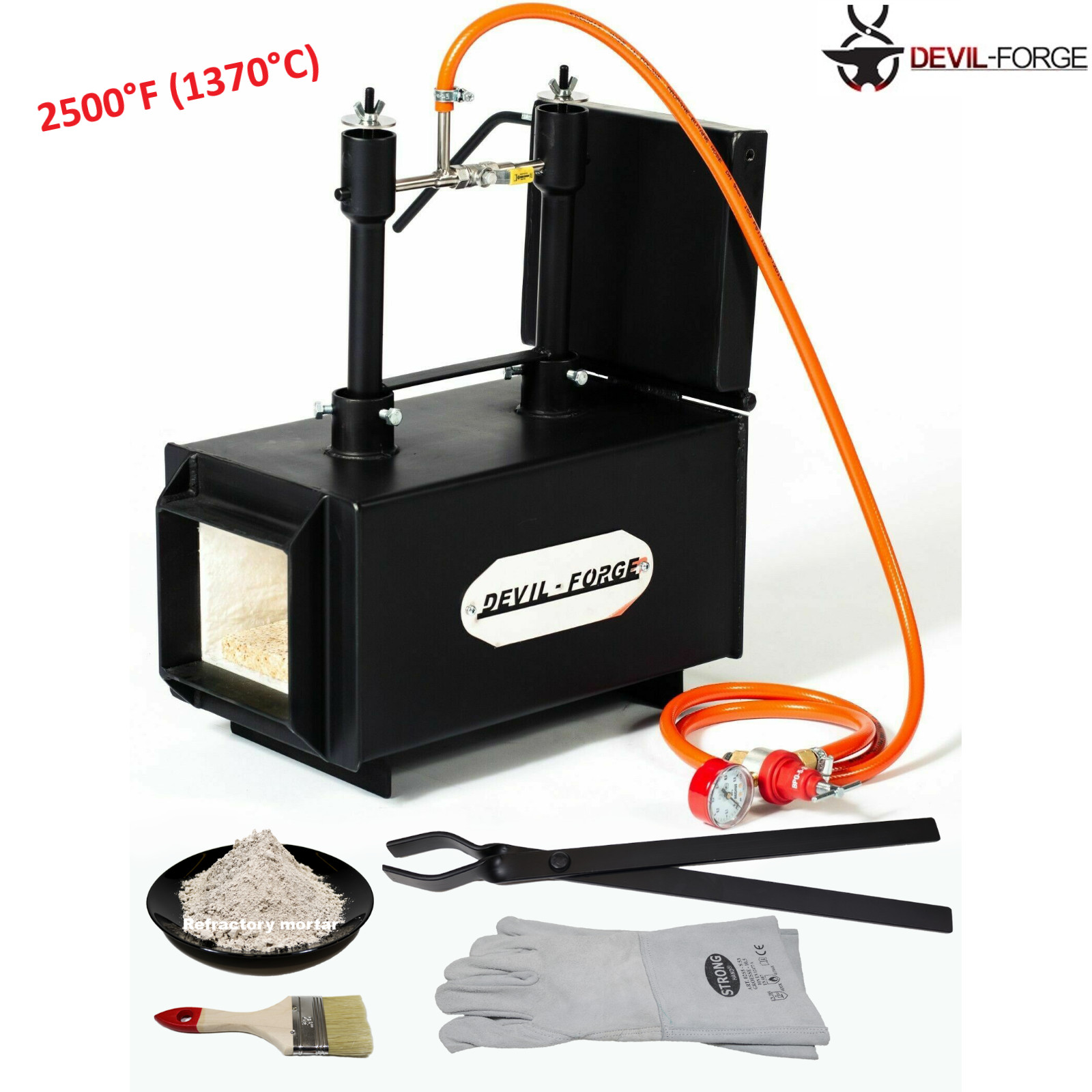 DEVIL-FORGE DFPROF2+1D/2" Gas Propane Forge Farrier Burner +Tongs USA (NEW)