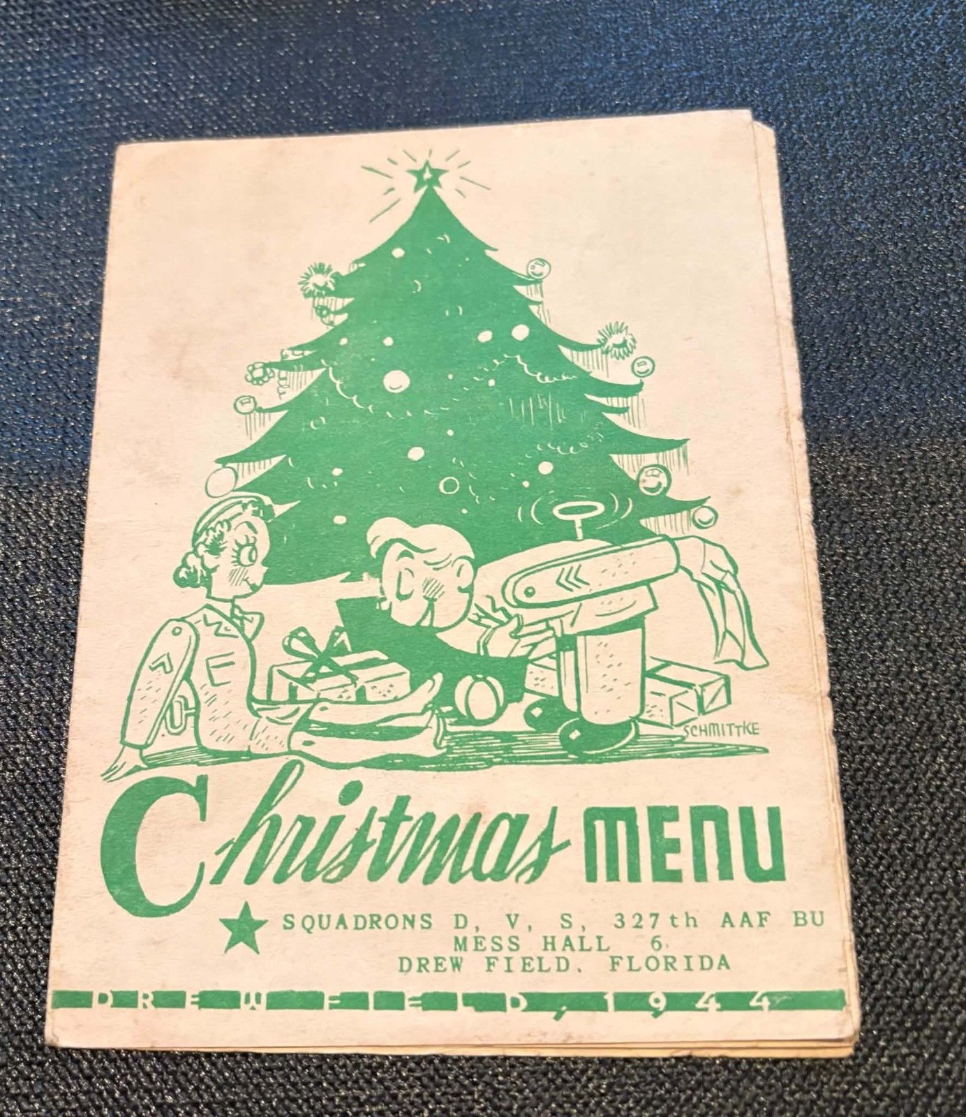 VINTAGE WWII 1944 CHRISTMAS MENU - DREW FIELD FLORIDA. 327th AAF BU MESS HALL 6 VINTAGE WWII 1944 CHRISTMAS MENU - DREW FIELD FLORIDA. 327th AAF BU MESS HALL 6