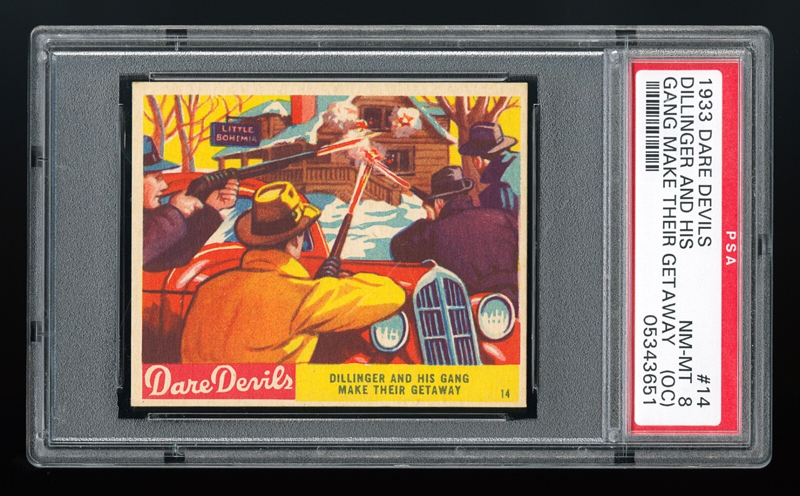 1933 R39 National Chicle Dare Devils #14 John Dillinger and his gang. PSA 8 OC