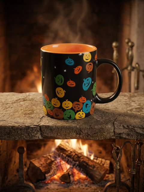 VTG Starbucks 2007 Halloween Jack-O-Lantern Pumpkin Ceramic Mug BLK Orange Faces VTG Starbucks 2007 Halloween Jack-O-Lantern Pumpkin Ceramic Mug BLK Orange Faces