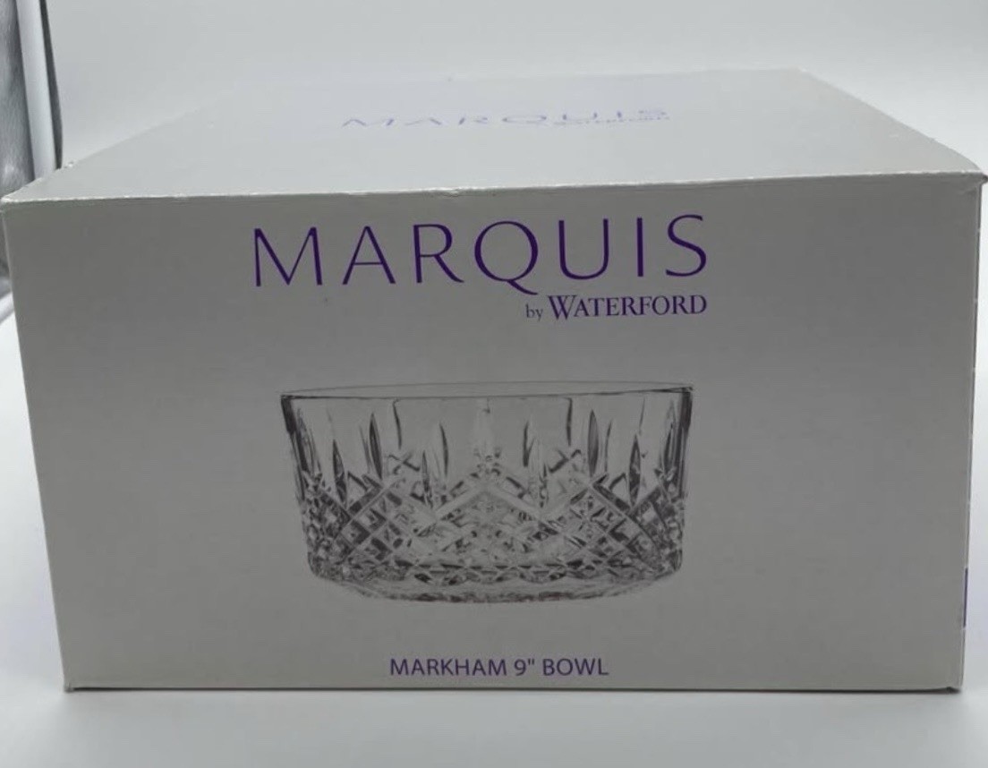 Marquis by Waterford Markham 9" Clear Cut Crystal Round Bowl, Elegant Marquis by Waterford Markham 9" Clear Cut Crystal Round Bowl, Elegant