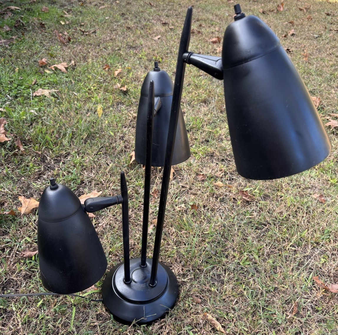 Vintage MCM Atomic Era 3 Way Lighting Lamp w/ Bullet Shades 26” Tested Vintage MCM Atomic Era 3 Way Lighting Lamp w/ Bullet Shades 26” Tested