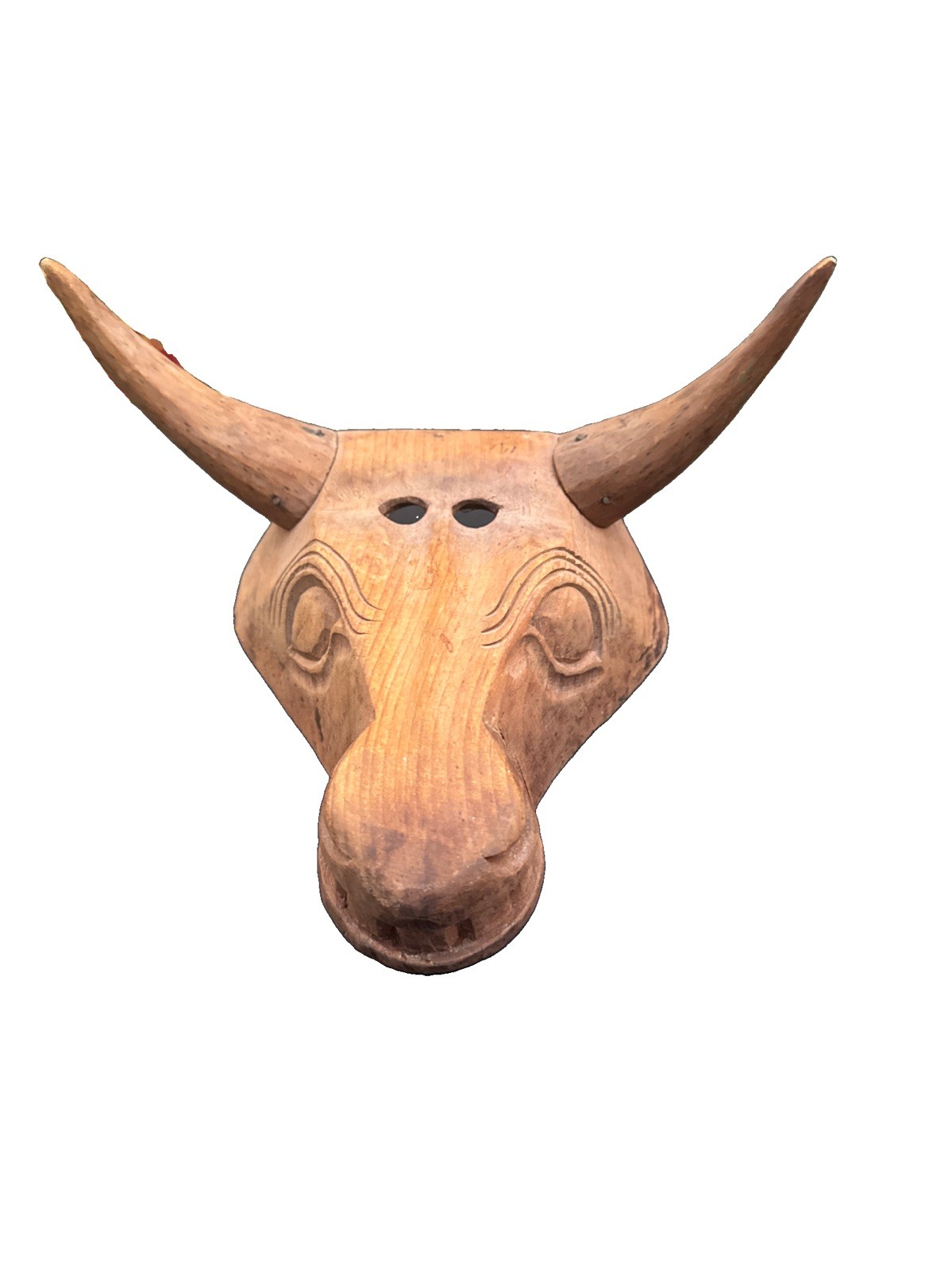 Authentic VINTAGE Mexican CEREMONIAL MASK Hand Carved Wooden Bull's Head Authentic VINTAGE Mexican CEREMONIAL MASK Hand Carved Wooden Bull's Head