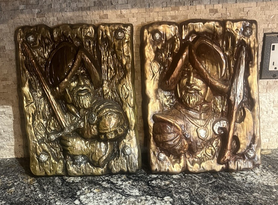 Vintage Pair of Spanish Conquistador Soldiers Ceramic Plaque 3D Painted Wall Art Vintage Pair of Spanish Conquistador Soldiers Ceramic Plaque 3D Painted Wall Art