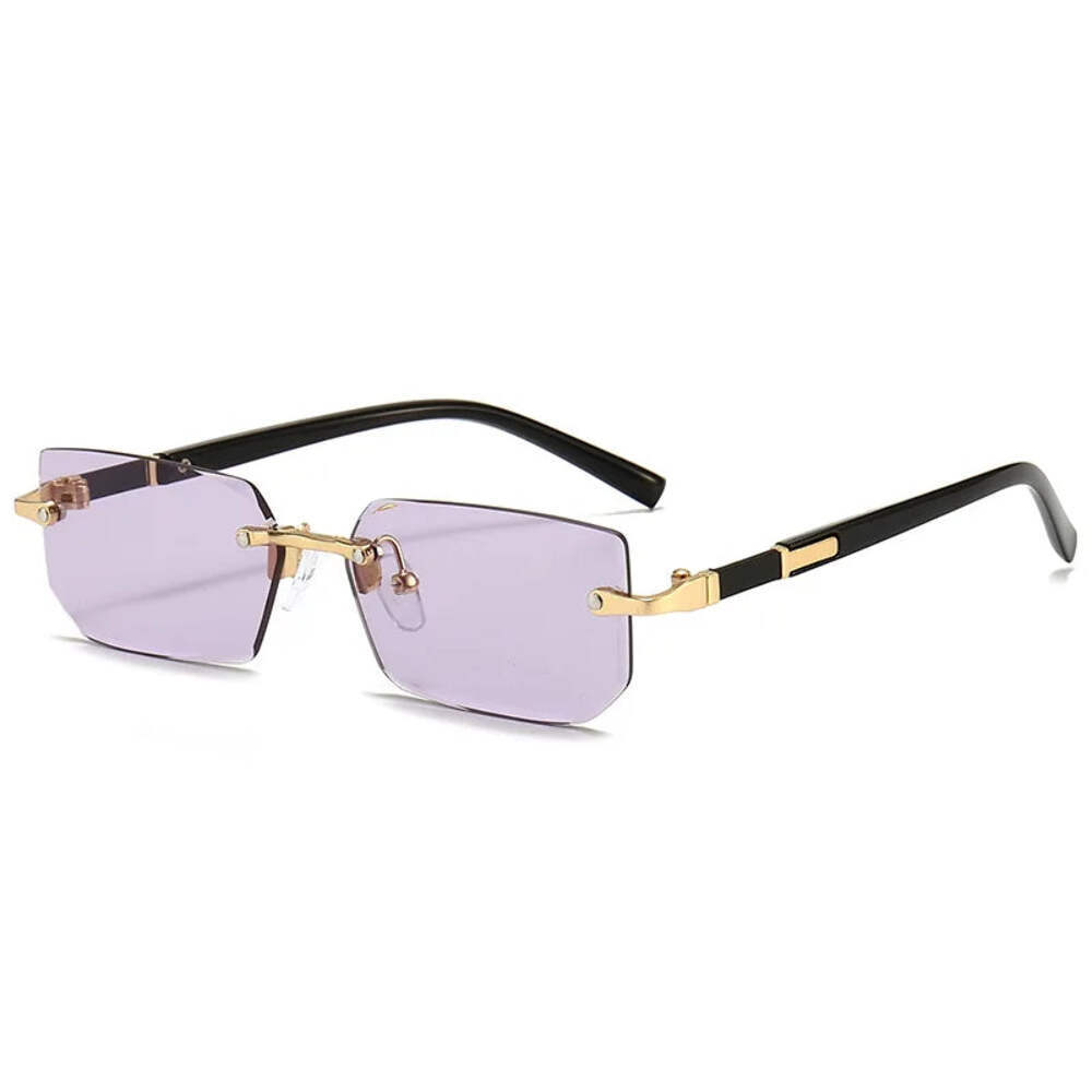 Rimless Rectangle Sunglasses for Women & Men | Trendy Mirror Lens Shades