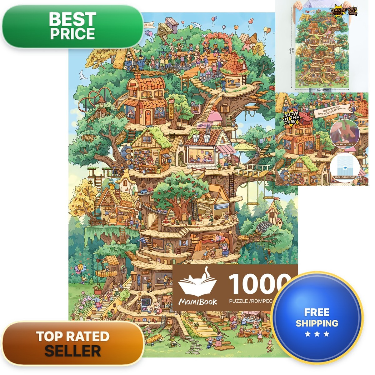 MOMIBOOK 1000 Piece Jigsaw Puzzle The Wonderful Tree House Expedition Luminous MOMIBOOK 1000 Piece Jigsaw Puzzle The Wonderful Tree House Expedition Luminous