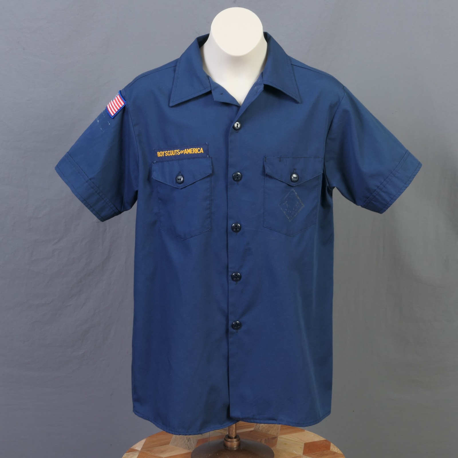 Boys Large Official BSA Boy Scout Cub Scout Short Sleeve Shirt ~ Blue ~   0428