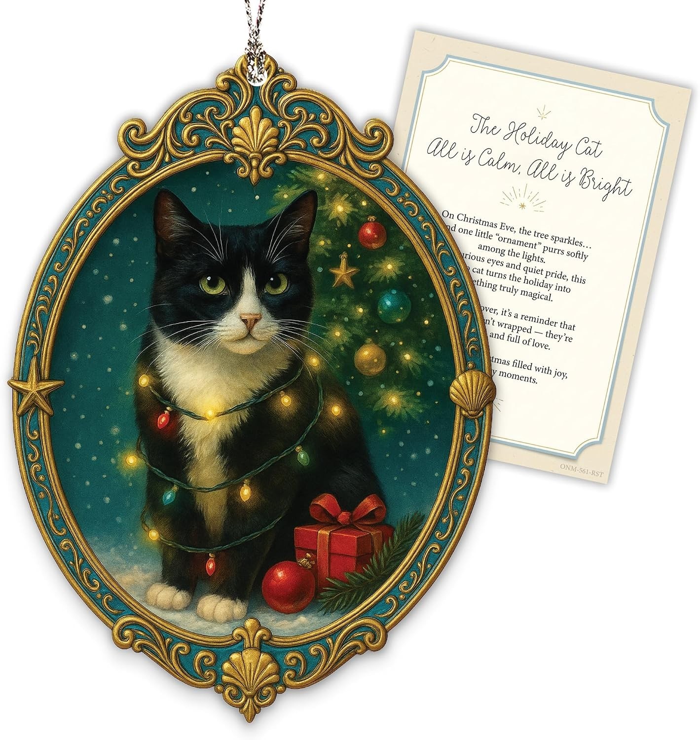 Tuxedo Cat Christmas Ornament 2026, Black and White Cat Ornament for Christmas T