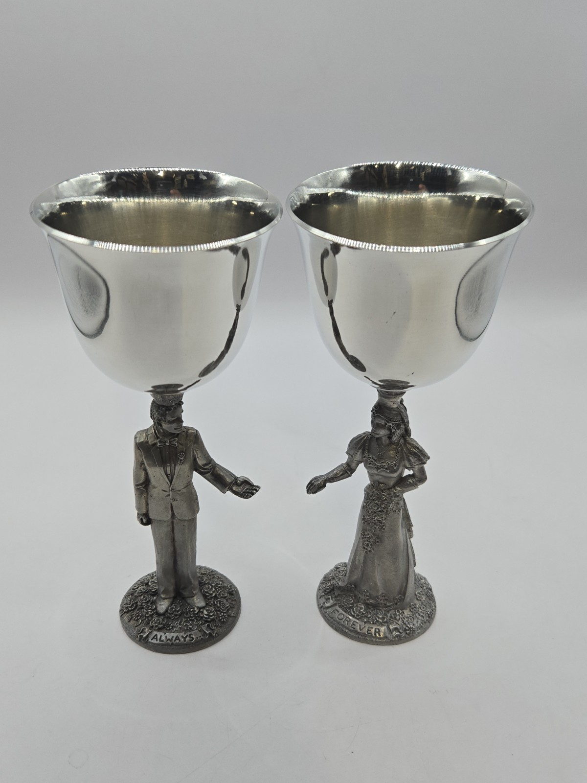Vintage 1998 Gallo Pewter Goblets Bride "Forever" Groom "Always" Wedding Ridolf Vintage 1998 Gallo Pewter Goblets Bride "Forever" Groom "Always" Wedding Ridolf