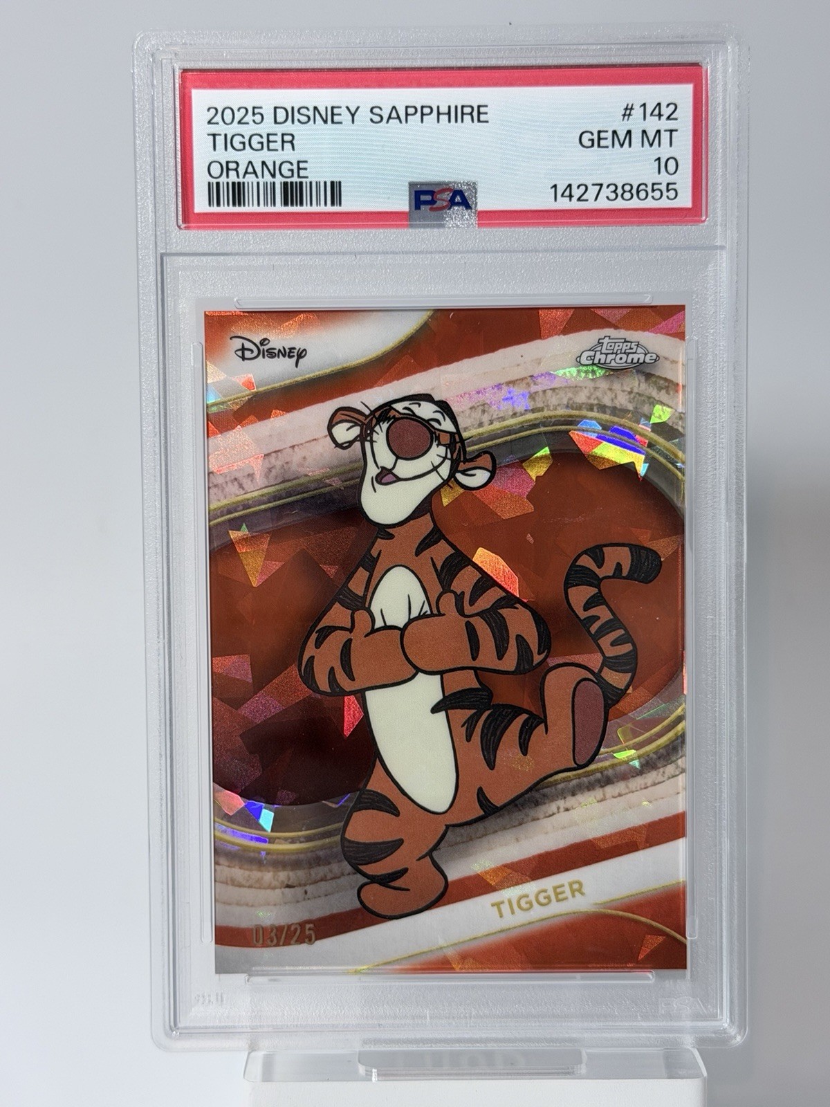 2025 TOPPS CHROME DISNEY SAPPHIRE EDITION #142 TIGGER PSA 10 Orange/25 2025 TOPPS CHROME DISNEY SAPPHIRE EDITION #142 TIGGER PSA 10 Orange/25