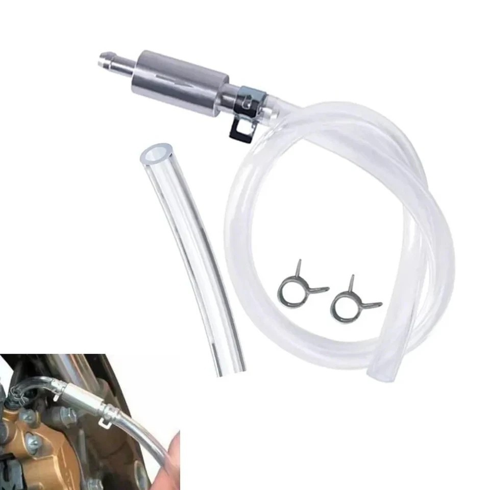 Universal One Way Brake Bleeder Kit Check Valve with Clear Hose & Clamps Universal One Way Brake Bleeder Kit Check Valve with Clear Hose & Clamps