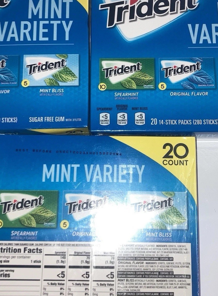 LOT X 3 Trident  Mint Variety 20 Plus Count fast Shipping Guarantee 👍