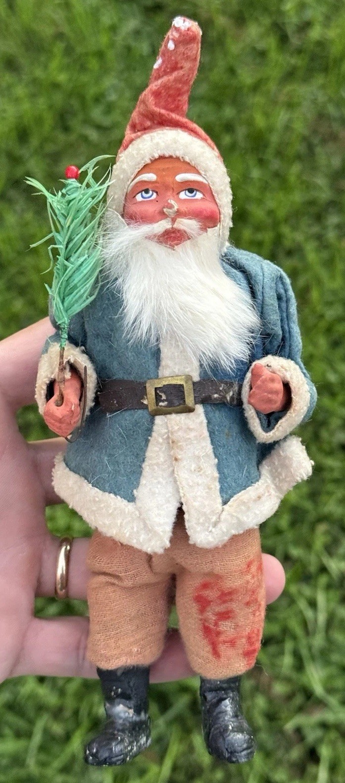 Antique Santa Blue Coat 8”German Santa Candy Container Original Blue Coat Read Antique Santa Blue Coat 8”German Santa Candy Container Original Blue Coat Read